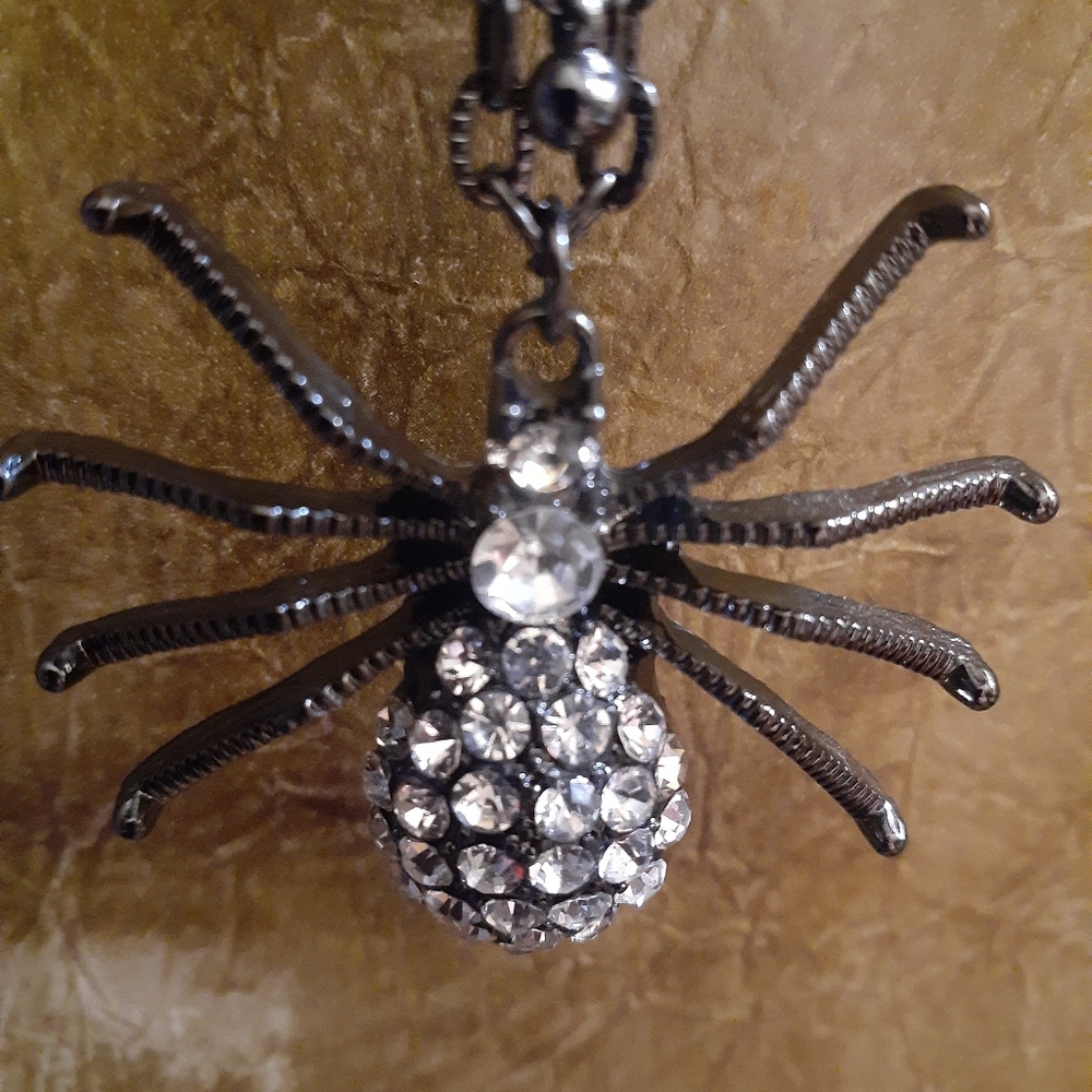 Rhinestone Spider Necklace